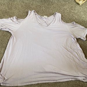 Caution to the wind short sleeve shirt with shoulder cuts